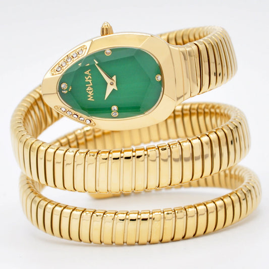 Women's wristwatch with unique snake-shaped design.