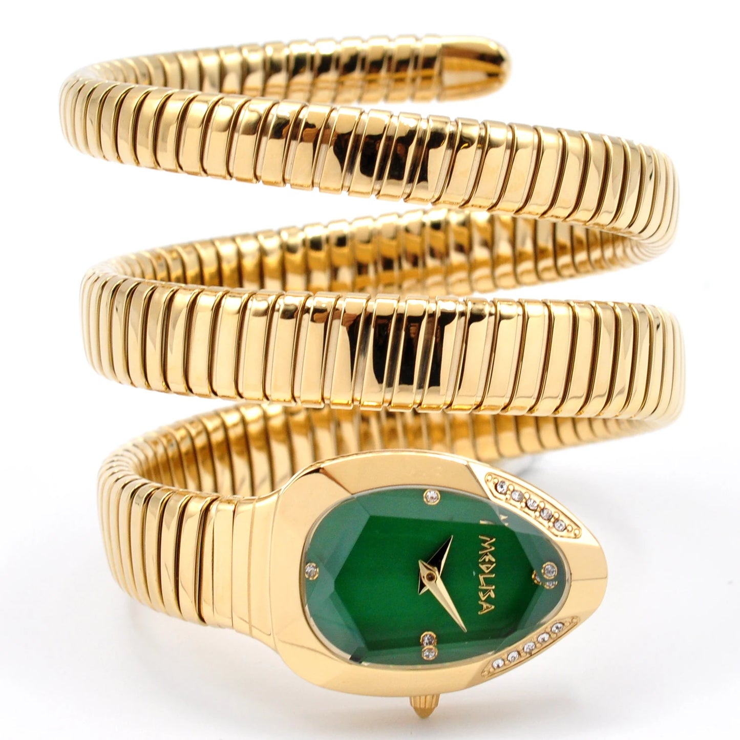 Women's wristwatch with unique snake-shaped design.
