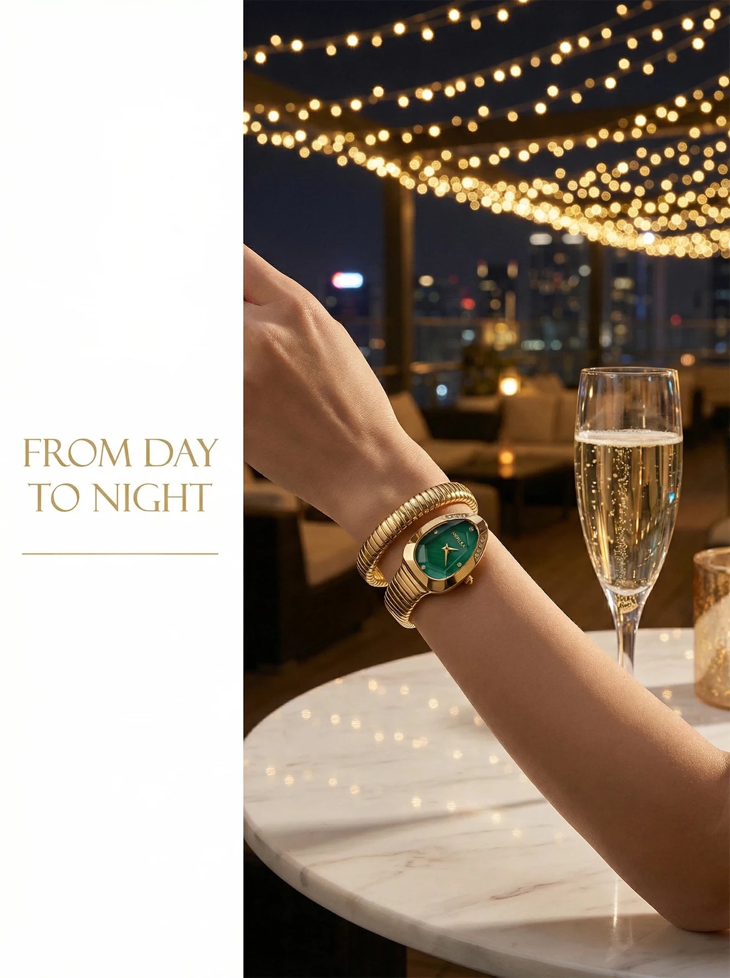 Women's wristwatch with unique snake-shaped design.